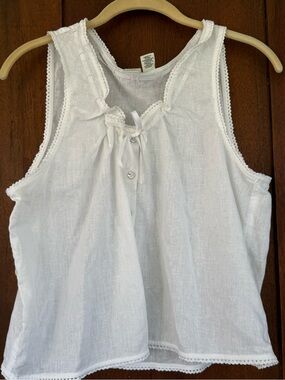 Joie White Linen Blend Lace-Trim Tank Camisole